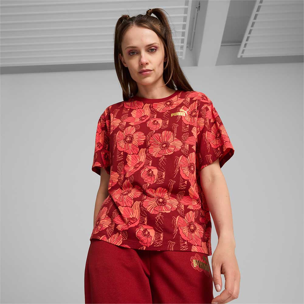 ДАМСКА ТЕНИСКА PUMA 68169213 ESS+ CLASS ACT AOP TEE ЧЕРВЕНА - lotus-sport.bg